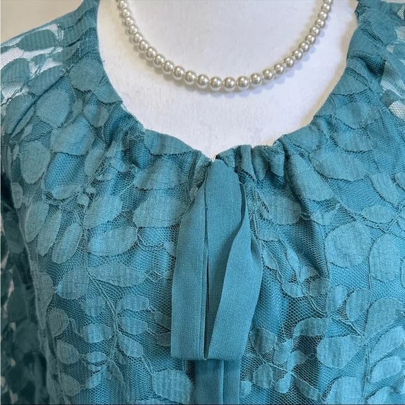 Garnet Hill Turquoise Boheme Easy Lace Dress Size 4 - Picture 4 of 8
